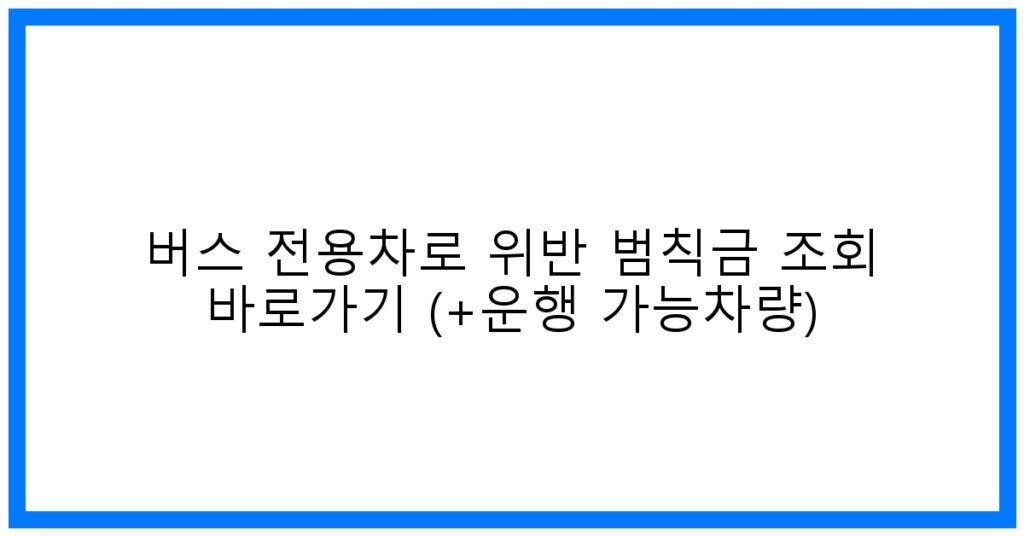 thumbnail_버스 전용차로 위반 범칙금 조회 바로가기 (+운행 가능차량)