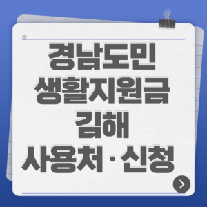 경남도민 생활지원금 김해 사용처·신청 총정리