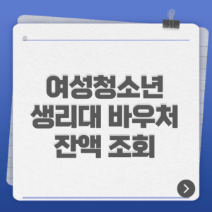 여성청소년 생리대 바우처 잔액 조회