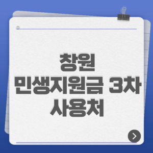 창원 민생지원금 3차 사용처