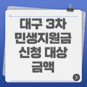 대구 3차 민생지원금 신청 대상·금액